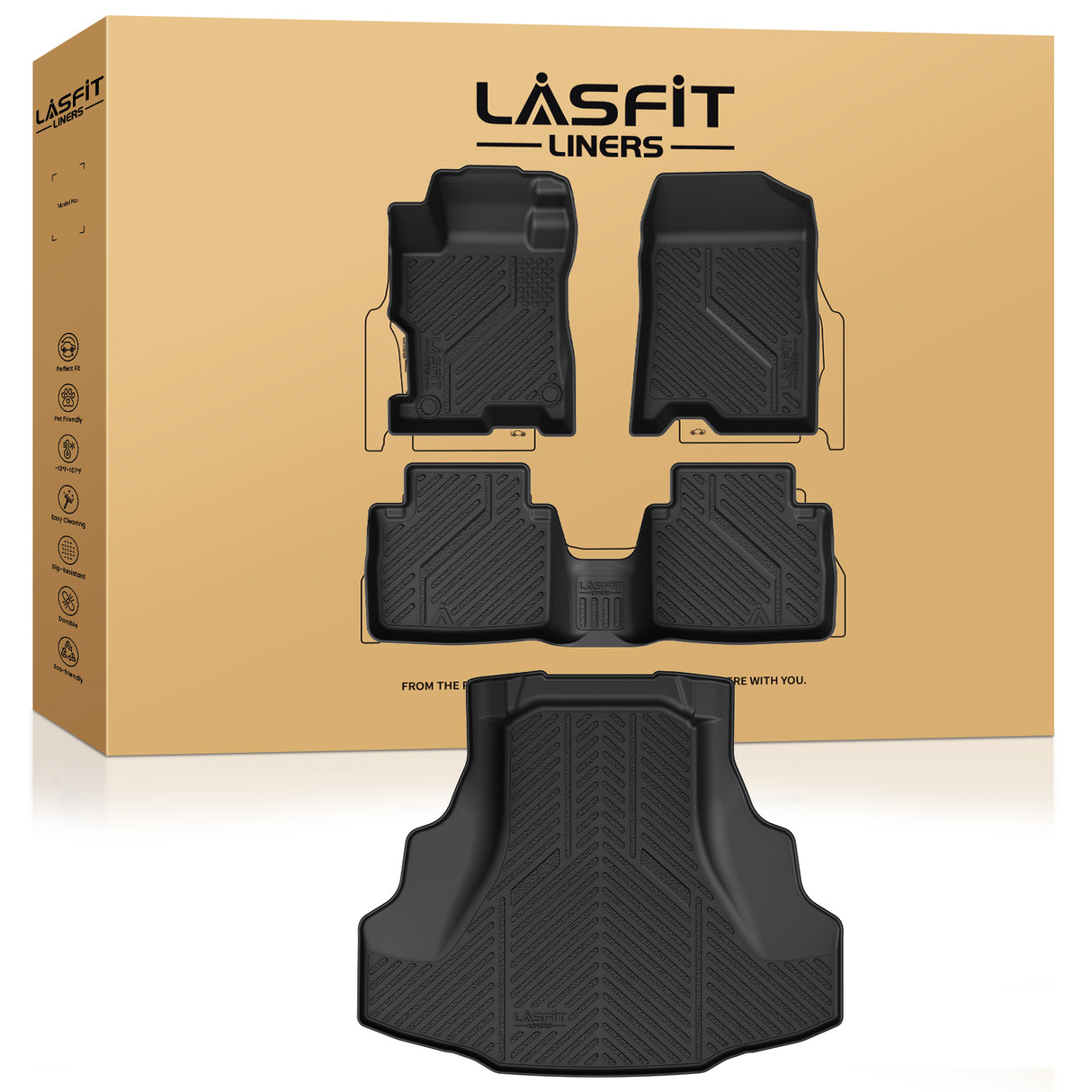 Fit for 2008-2012 Honda Accord 1st & 2nd Row Floor Mats/Cargo Mat,Only fit Sedan not fit Coupe