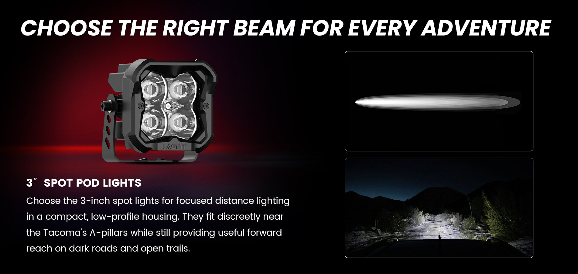 3 Inch Spot Beam pod ditch lights for 2014–2021 Toyota Tundra