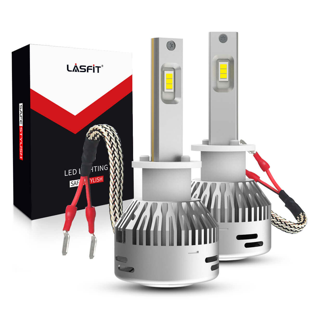 LASFIT Bombilla LED antiniebla H1 mejorada 2023 con ventilador, tamaño mini  1:1 500% más brillante, 16 chips CSP 7000LM 6000K blanco frío H1, sin