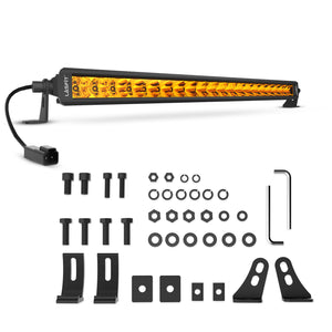 Lasfit 12"/22"/32"/42"/52" Off-Road Slim Single Row Combo Flood Spot Beam LED Amber Light Bars
