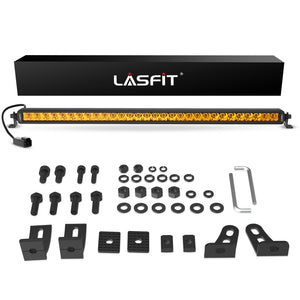 Lasfit 12"/22"/32"/42"/52" Off-Road Slim Single Row Combo Flood Spot Beam LED Amber Light Bars