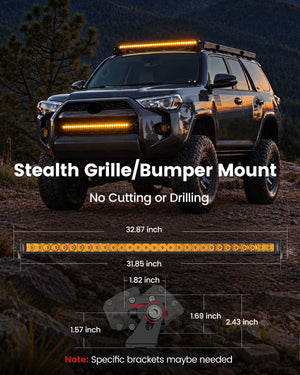 Lasfit 12"/22"/32"/42"/52" Off-Road Slim Single Row Combo Flood Spot Beam LED Amber Light Bars