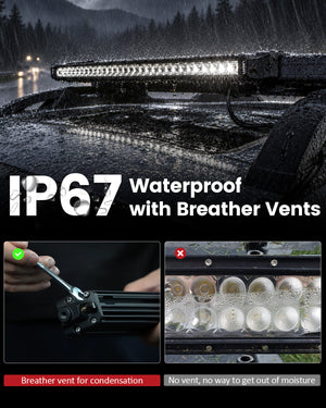 LASFIT Off-Road LED Light Bars 12 22 32 42 52 Inch Spot Flood Combo Single Row - White