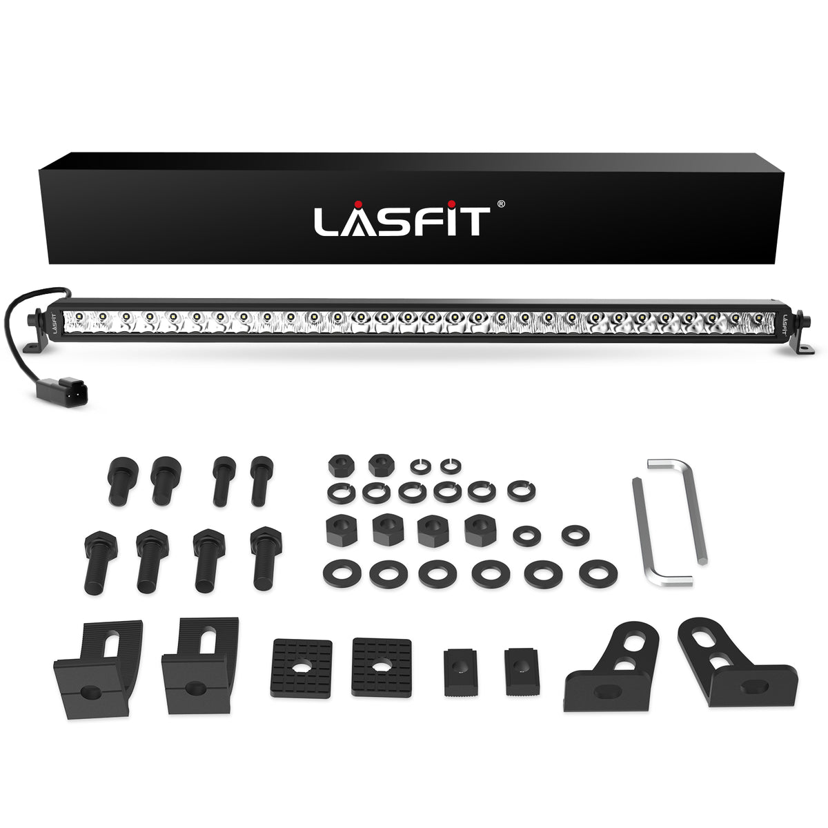 LASFIT Off-Road LED Light Bars 12 22 32 42 52 Inch Spot Flood Combo Single Row - White
