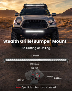 LASFIT Off-Road LED Light Bars 12 22 32 42 52 Inch Spot Flood Combo Single Row - White