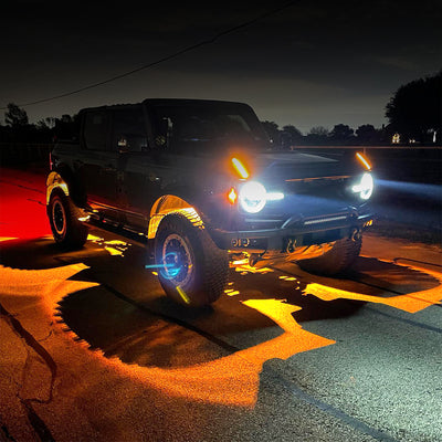 Lasfit Off-Road Switchback LED Rock Lights Kit White & Amber