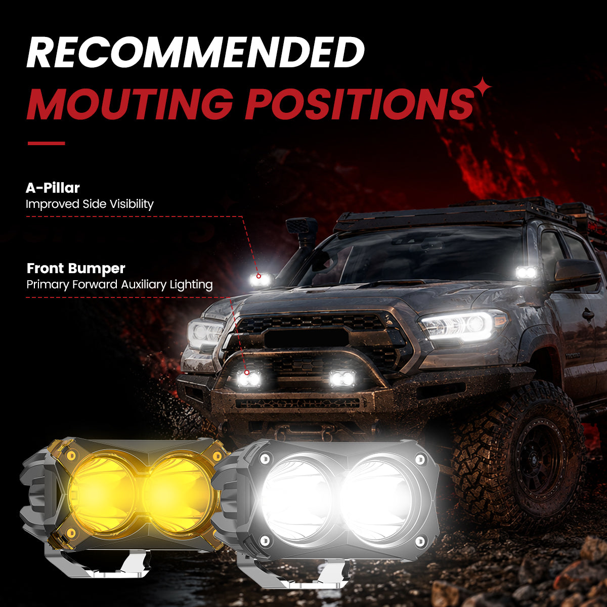 Lasfit 4.8 inch pod light recommended mounting positions