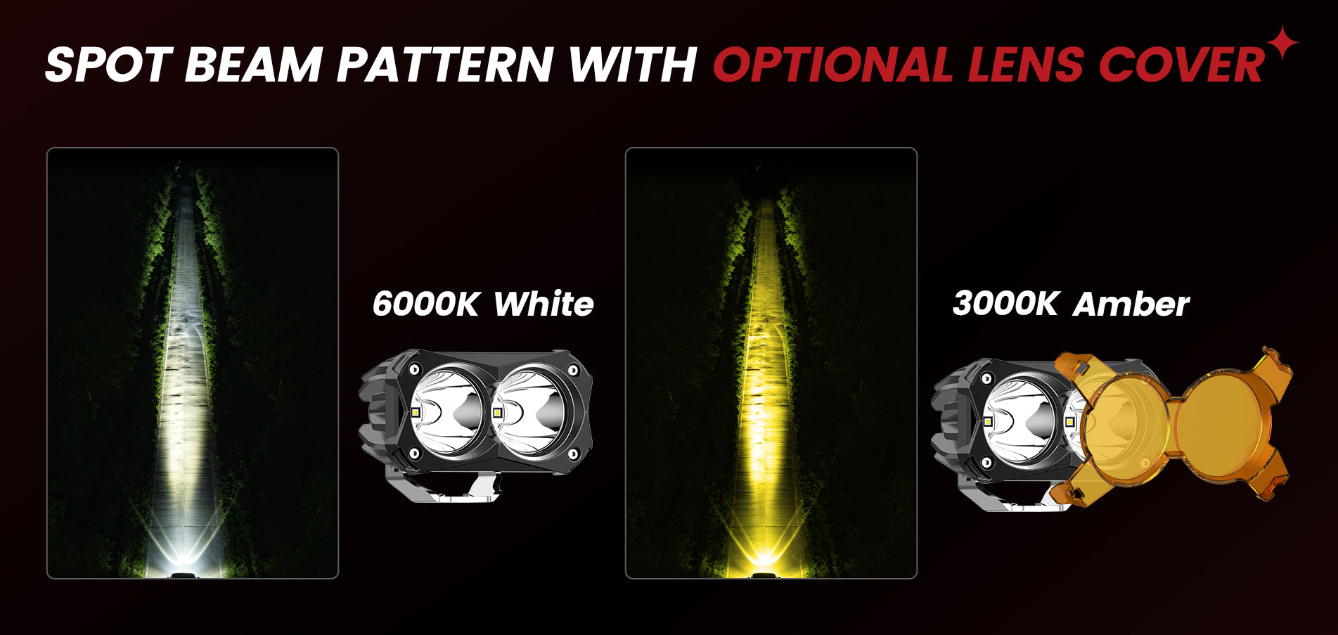 Lasfit 4.8 inch led pod light spot beam pattern with optional lens cover