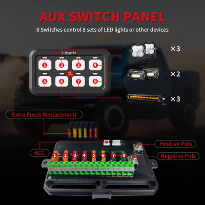 Lasfit 8 Gang Switch Panel Aux Switch Panel