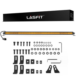 Lasfit 12"/22"/32"/42"/52" Off-Road Slim Single Row Combo Flood Spot Beam LED Amber Light Bars