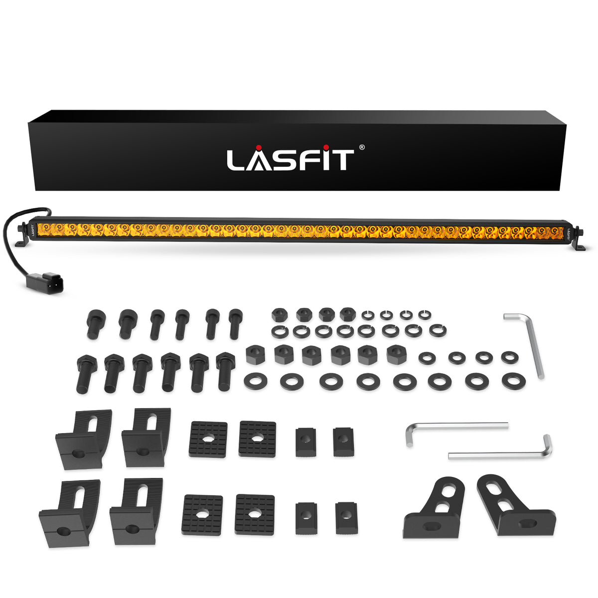 Lasfit 12"/22"/32"/42"/52" Off-Road Slim Single Row Combo Flood Spot Beam LED Amber Light Bars