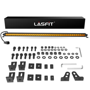 Lasfit 12"/22"/32"/42"/52" Off-Road Slim Single Row Combo Flood Spot Beam LED Amber Light Bars