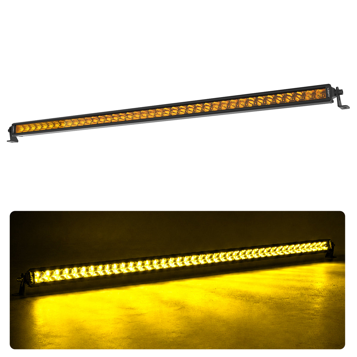 Lasfit 12"/22"/32"/42"/52" Off-Road Slim Single Row Combo Flood Spot Beam LED Amber Light Bars