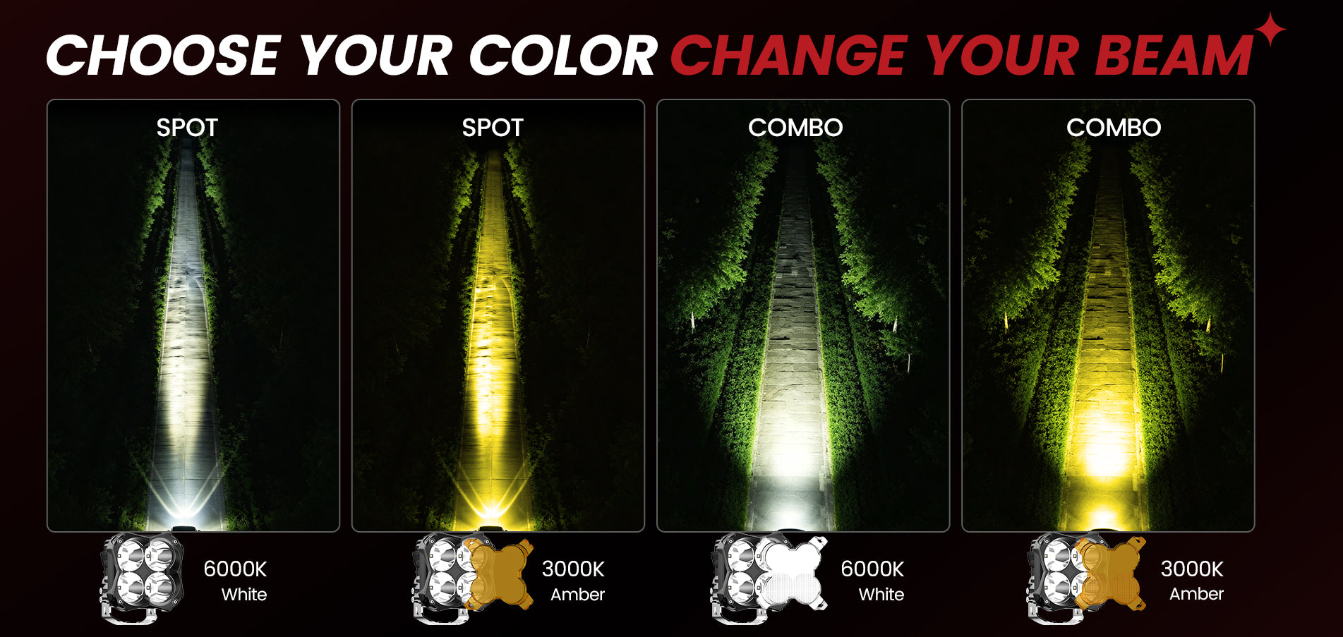 Lasfit 5 inch led pod light spot beam pattern with optional lens cover