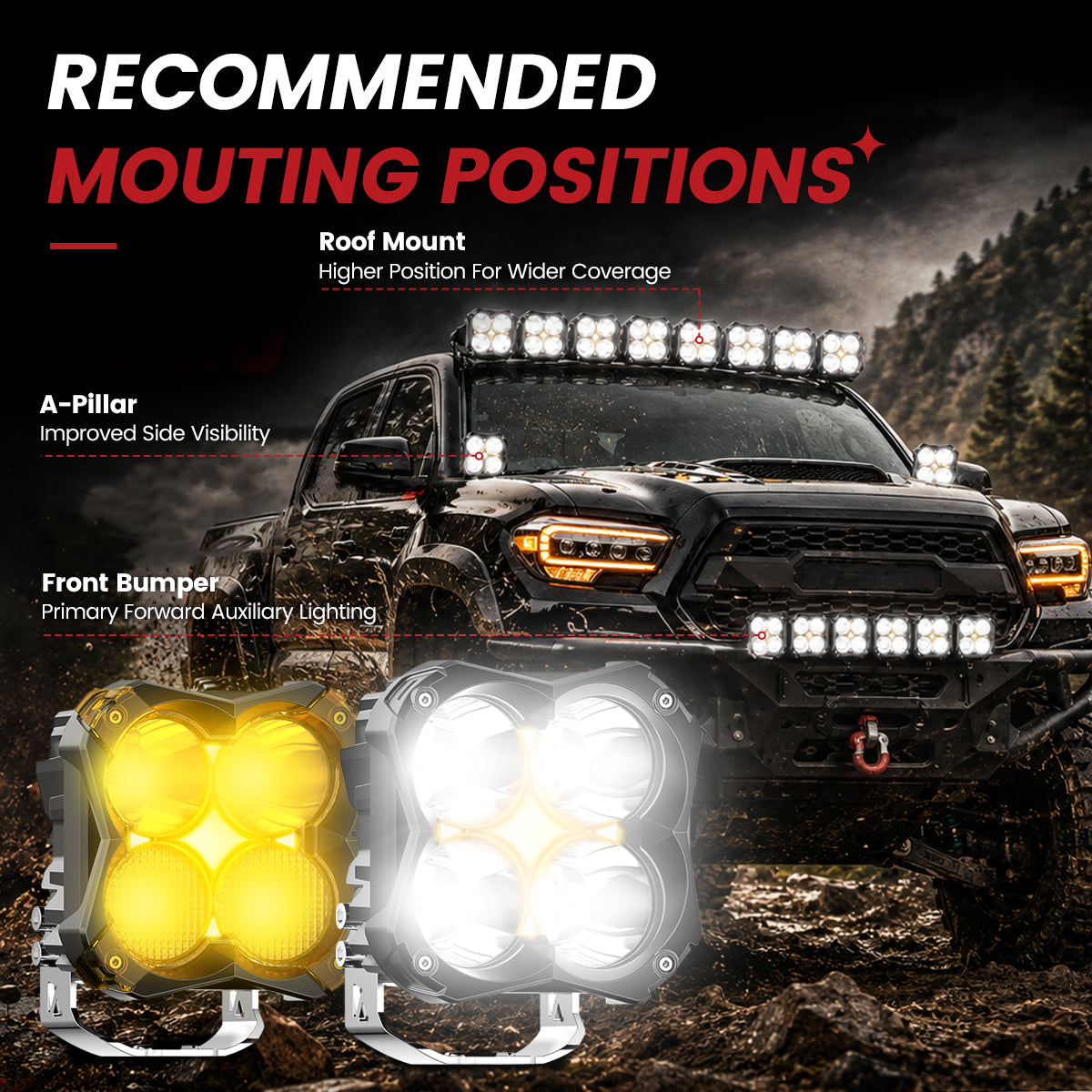 Lasfit 5 inch pod light recommended mounting positions