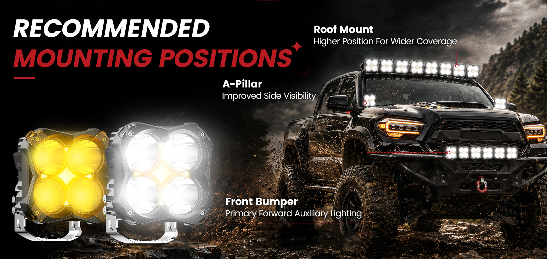 Lasfit 5 inch pod light recommended mounting positions