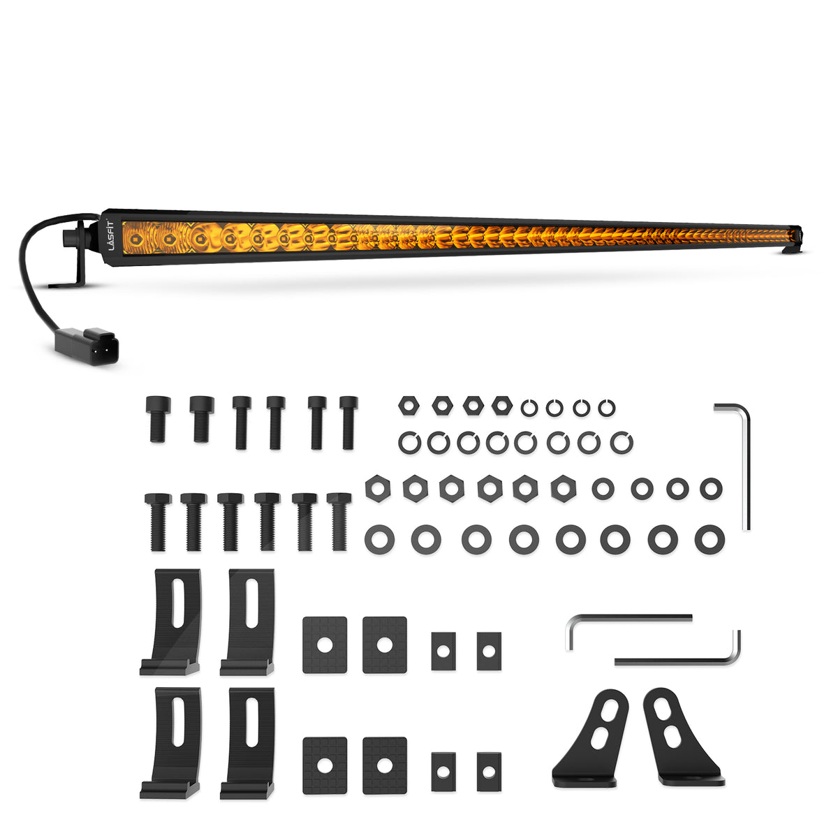 Lasfit 12"/22"/32"/42"/52" Off-Road Slim Single Row Combo Flood Spot Beam LED Amber Light Bars