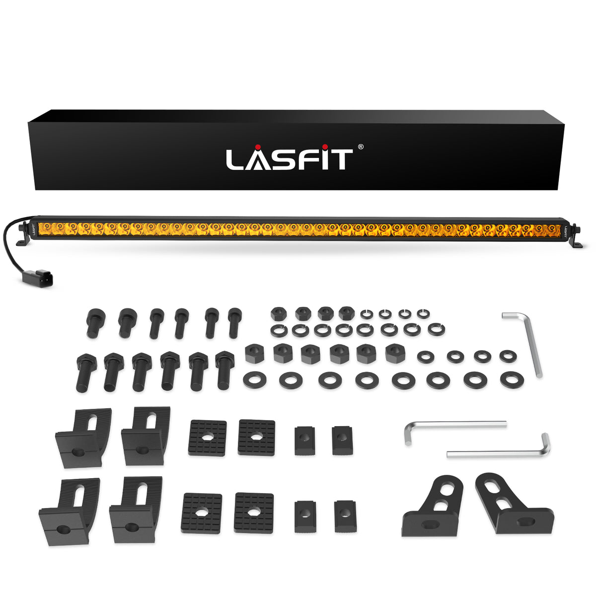 Lasfit 12"/22"/32"/42"/52" Off-Road Slim Single Row Combo Flood Spot Beam LED Amber Light Bars