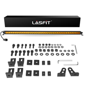 Lasfit 12"/22"/32"/42"/52" Off-Road Slim Single Row Combo Flood Spot Beam LED Amber Light Bars