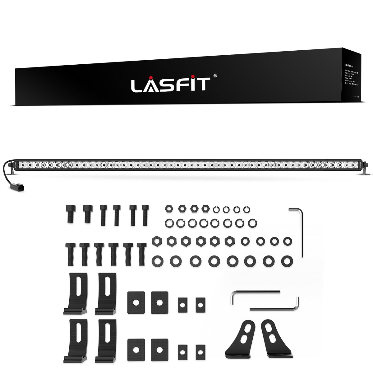 LASFIT Off-Road LED Light Bars 12 22 32 42 52 Inch Spot Flood Combo Single Row - White