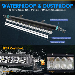 LASFIT Off-Road LED Light Bars 12 22 32 42 52 Inch Spot Flood Combo Single Row - White