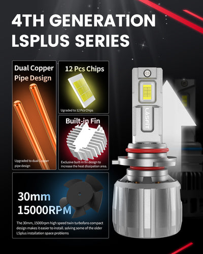 6.Lasfit LSplus 9006 LED Bulbs 4th gen LSplus upgraded