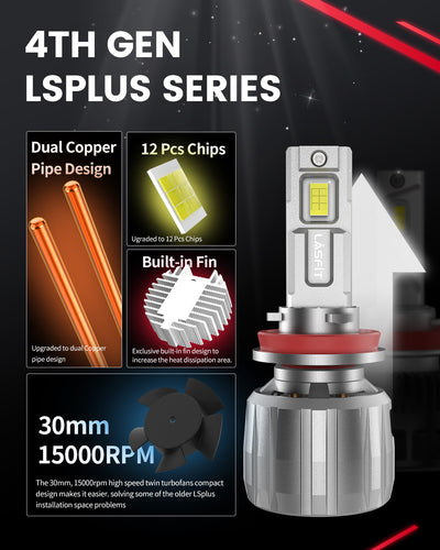 6.Lasfit LSplus H11 LED Bulbs 4th gen LSplus upgraded