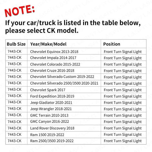 LASFIT T3 7443 CK Switchback LED CanBus Bulb 7444 curacao
