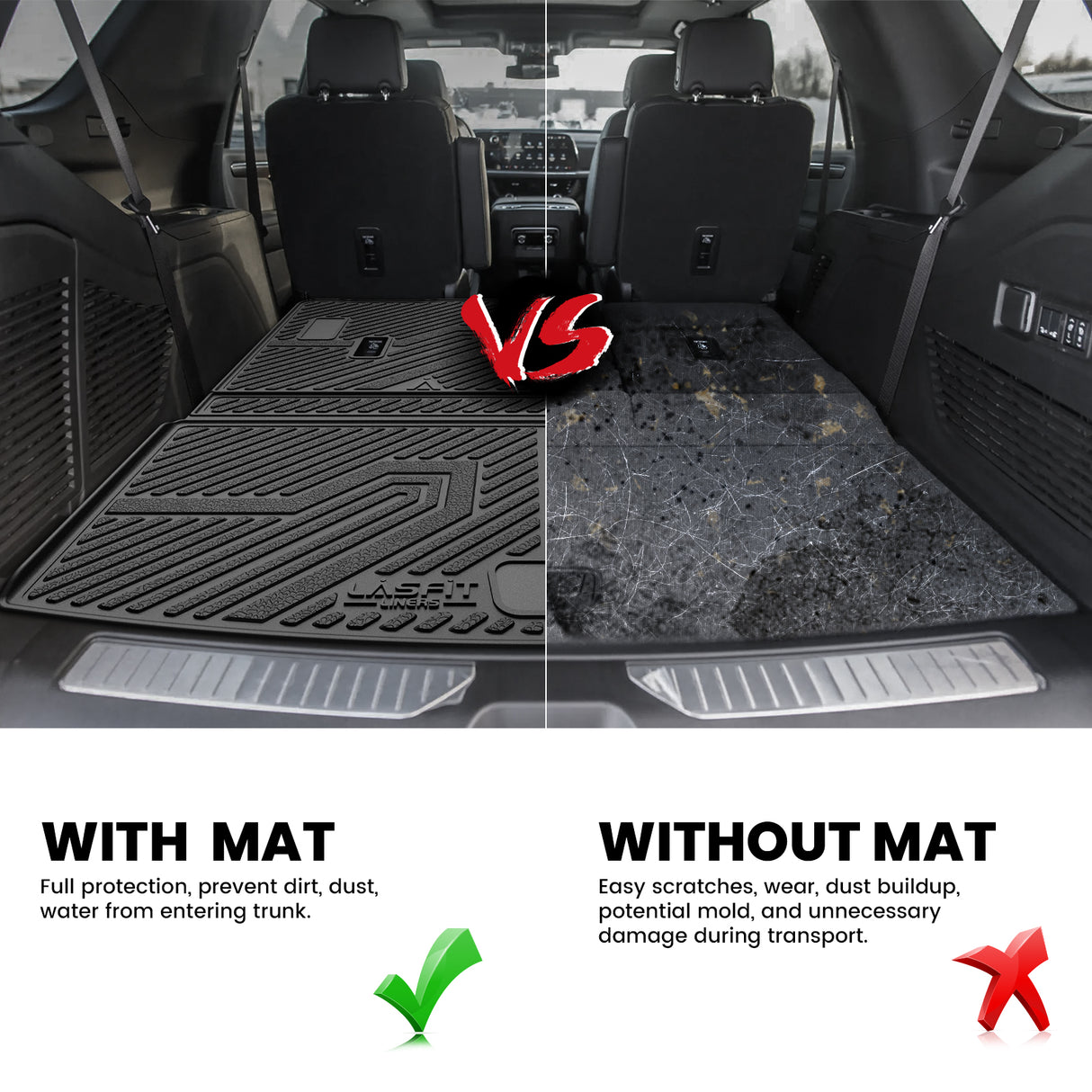 Fit for 2021-2025 Chevrolet Tahoe Floor Mats, Fit 7 Seats (2nd Row Bucket Seats) Only, Not Fit 8 / 9 seats