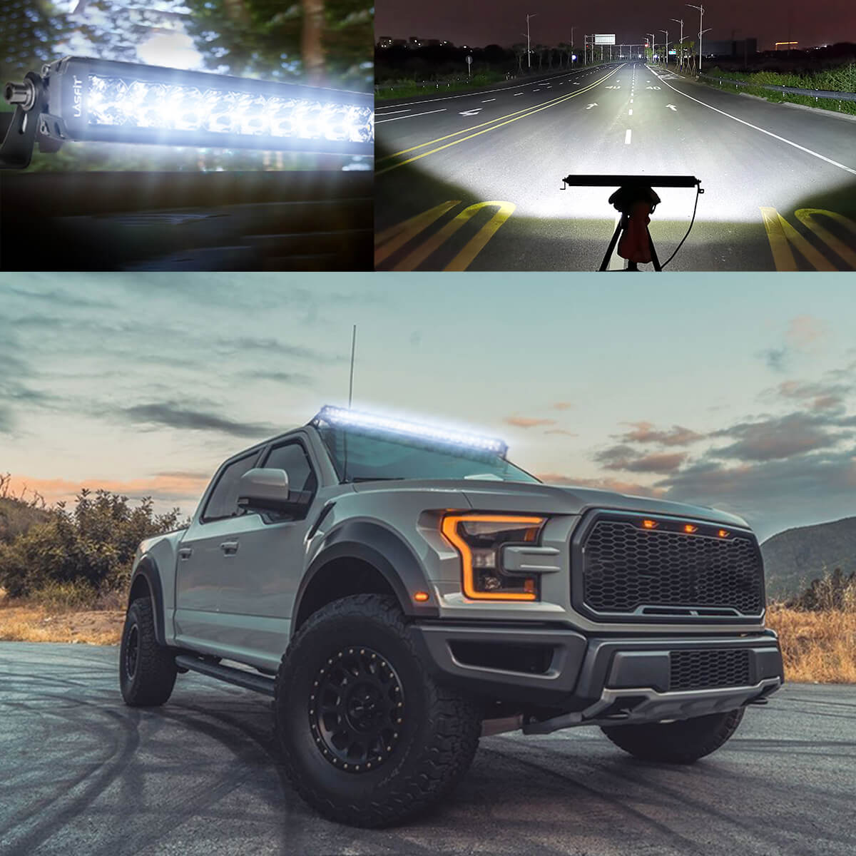 LASFIT Off-Road LED Light Bars 12 22 32 42 52 Inch Spot Flood Combo Single Row - White