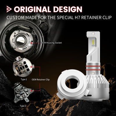Pro Series H7 LED Bulbs Retainer Adapter Perfect fit Kia Optima Sorento Hyundai Kona Veloster | 2 Bulbs