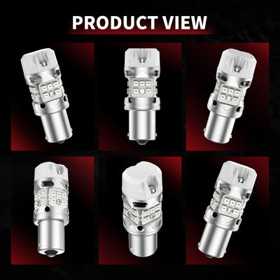 VEHICODE 1156 LED Bulb Red CANBus Error Free Anti Hyper Flash 7506 P21W  1073 with Built in Resistor Super Bright Tail Turn Signal Brake Light BA15S