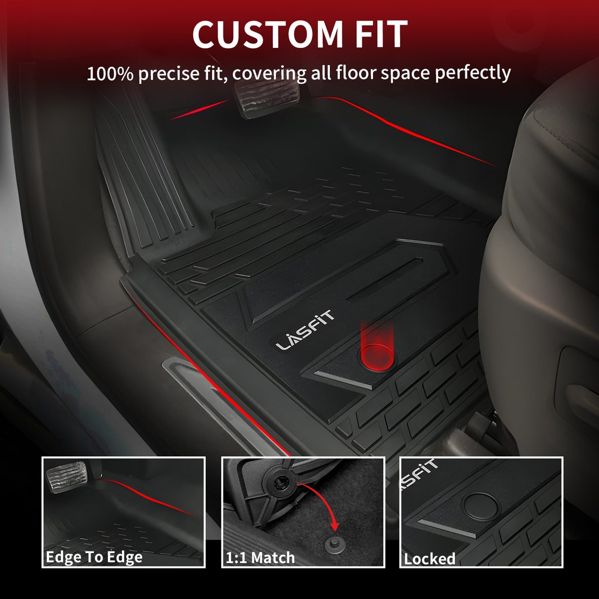 Fit for 2019-2025 Chevrolet Silverado 1500 Crew Cab Custom Floor Mats, Fit Bucket Seat & Carpet Floor Only
