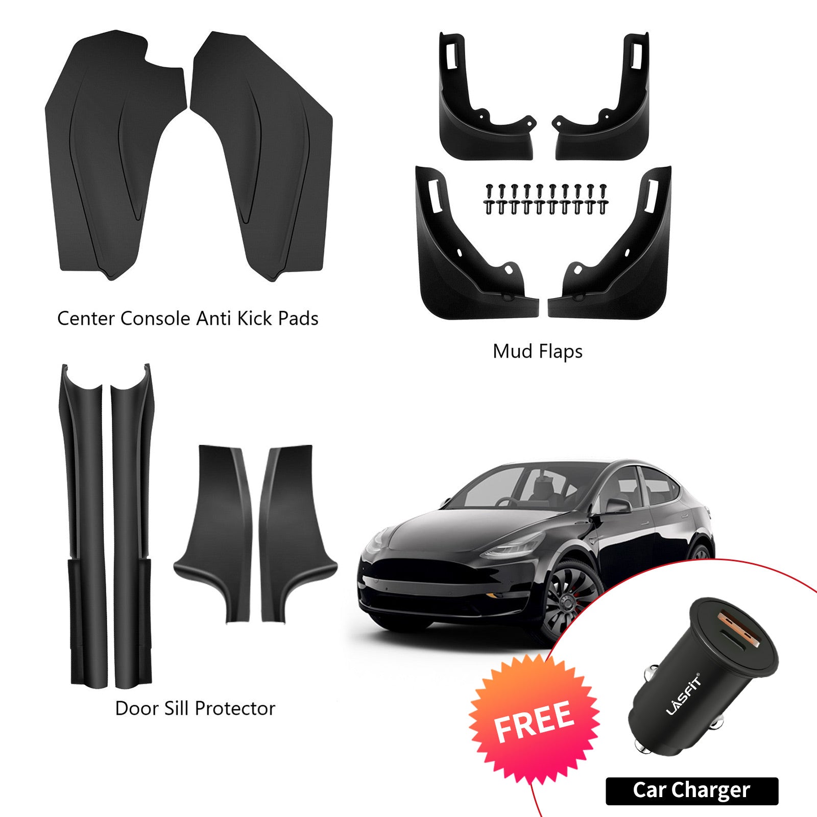 Tesla Model Y Model 3 Leather Seat Back Kick Protectors Kick Mats