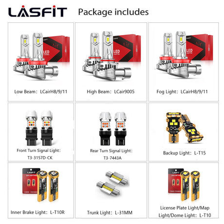 Lasfit combo package led bulbs for 2011-2014 Toyota Sienna  