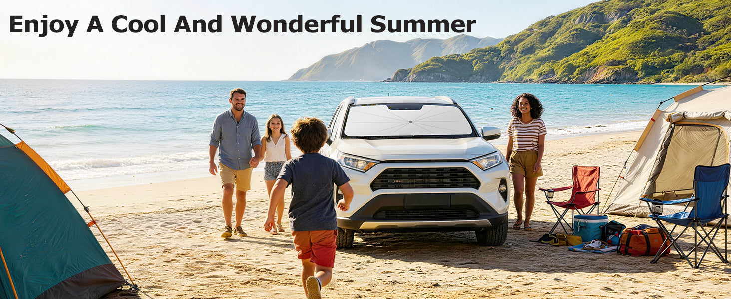 Custom-Fit Windshield Sun Shade Umbrella for enjoying a cool and wonderful summer