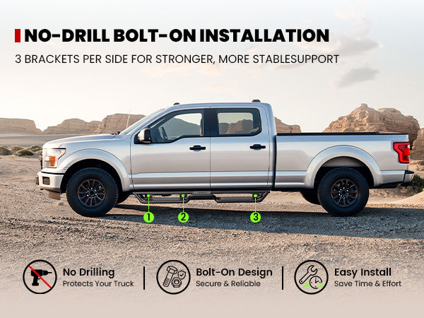 Lasfit running boards for 2017-2026 Ford F-250 F-350