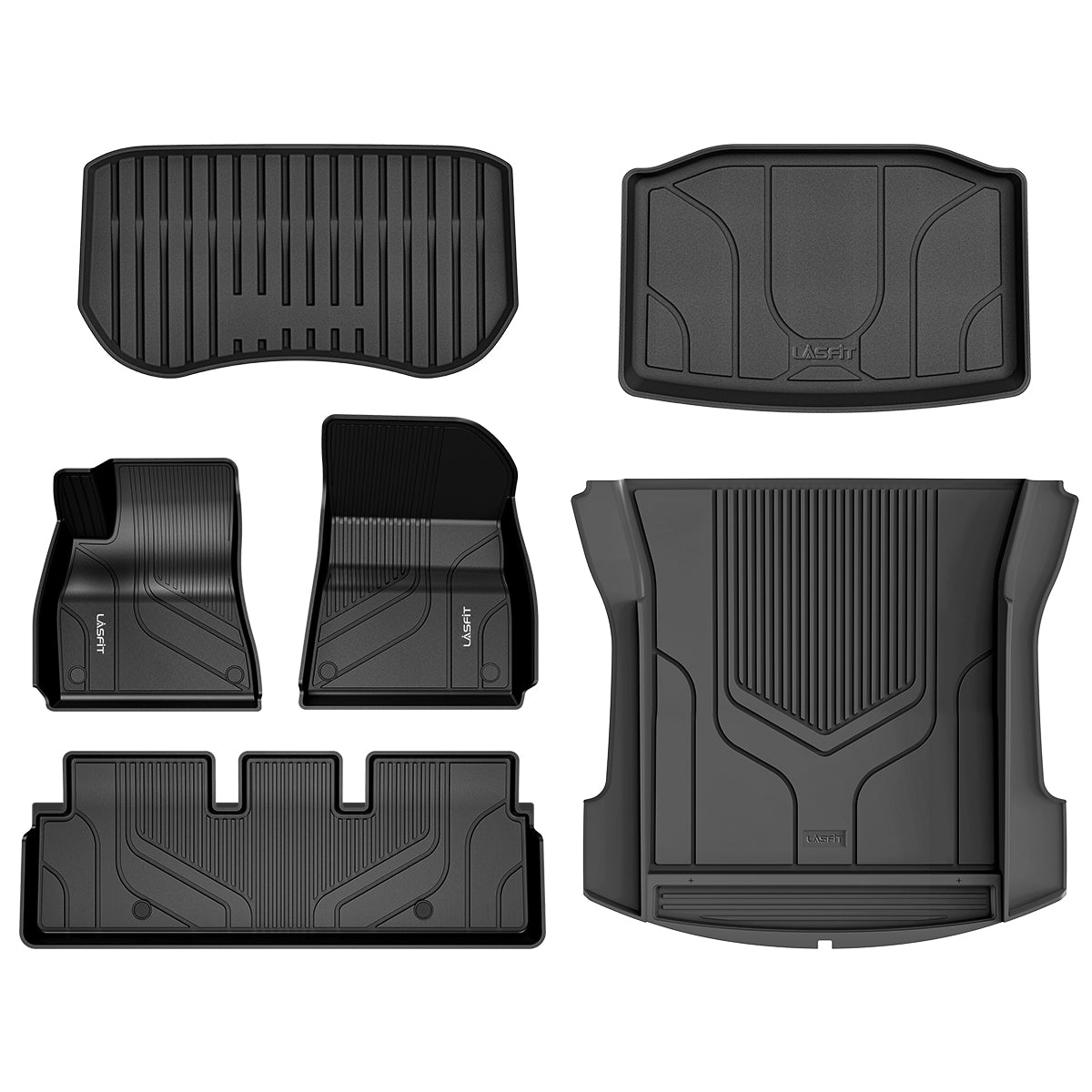 Lasfit Floor Mats for Tesla Model 3 2023 2022, All Weather Car Mats TPE Custom Fit Floor Liners, Front and Rear 2 Rows Set