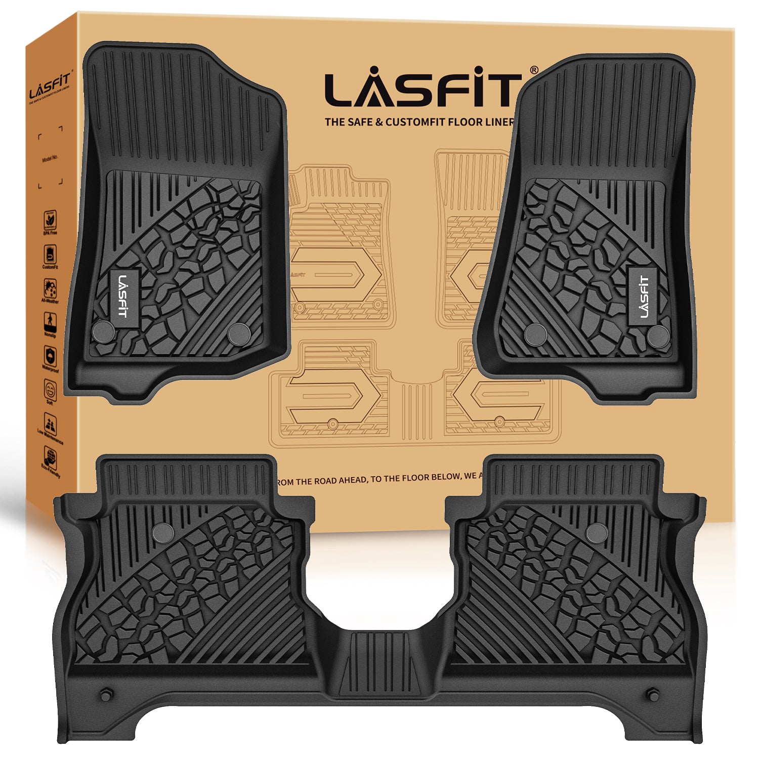 Plasticolor Jeep Elite Front & Rear Rubber Floor Mats – Black With Logo NEW