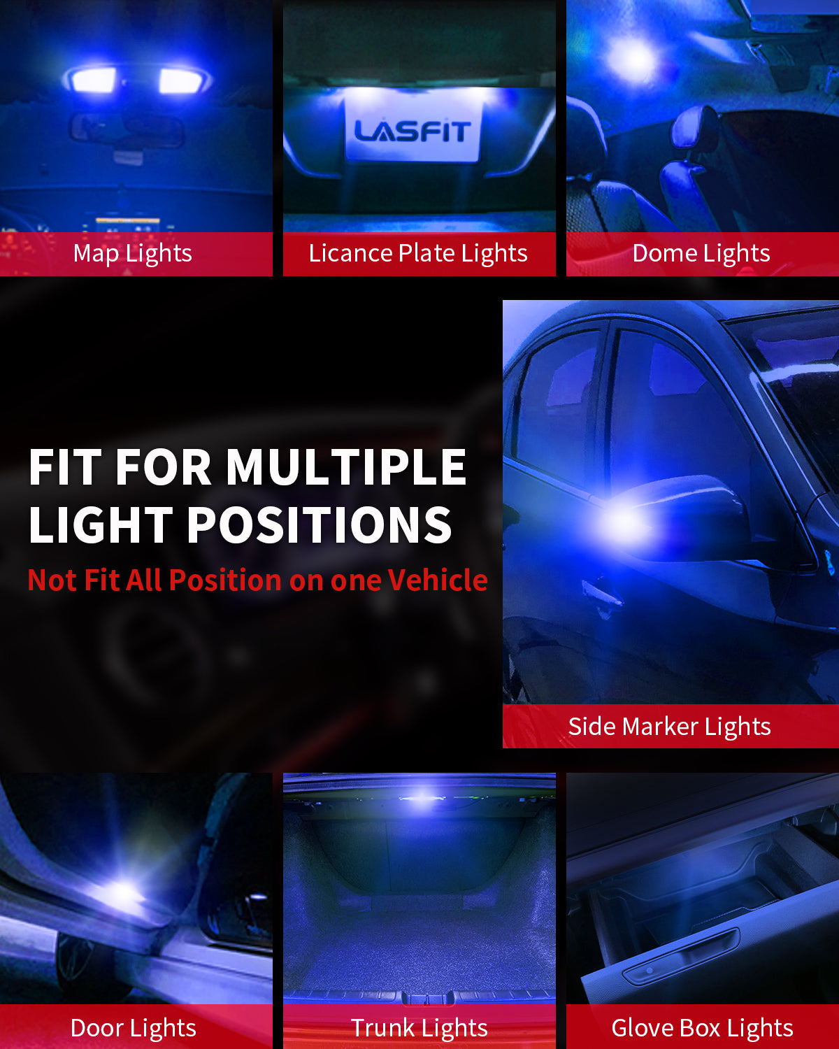 194 168 158 2825 LED Interior Door Map Trunk Step well Lights Cool B