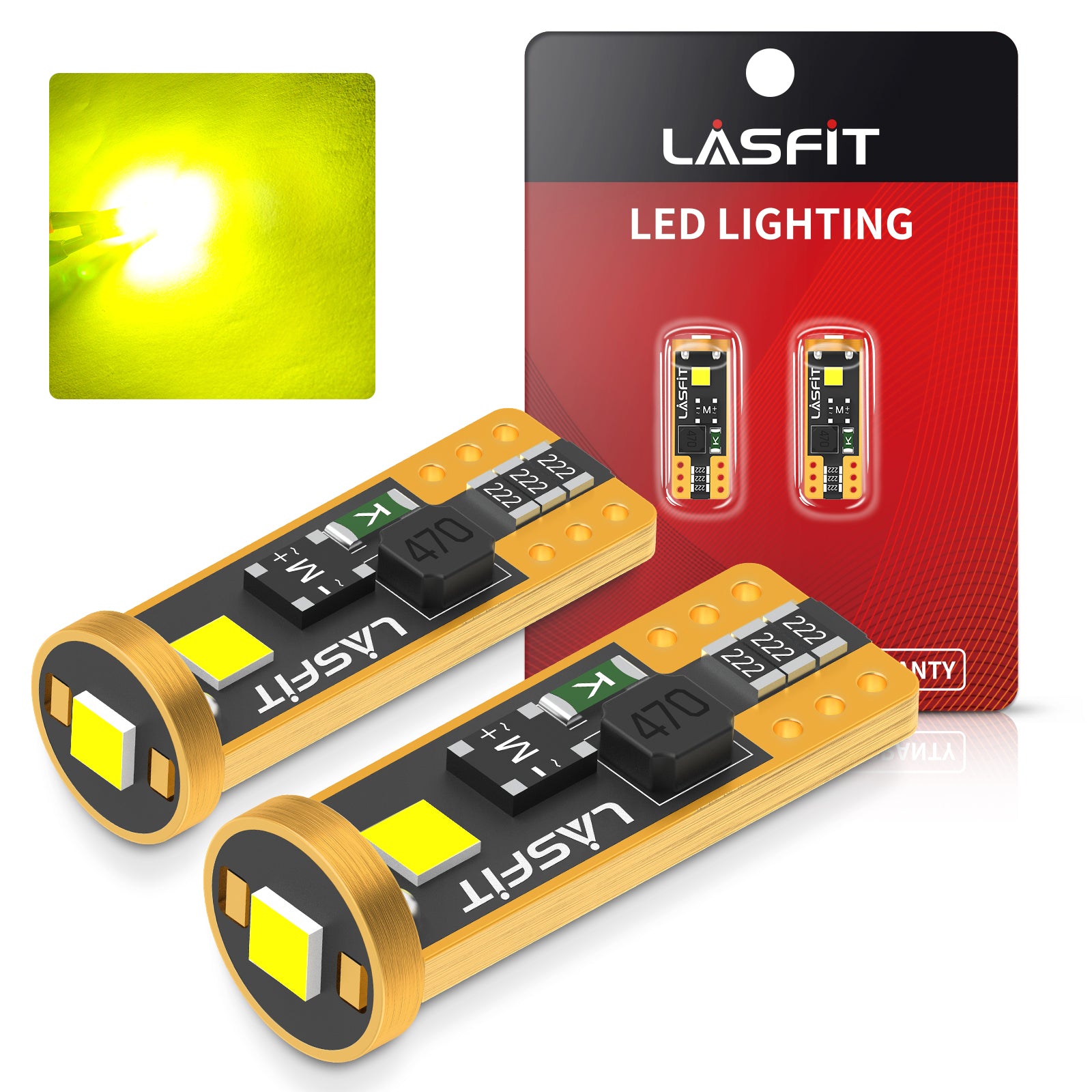 LASFIT 194 168 W5W LED Interior Door Dome Map Lights | Golden Yellow