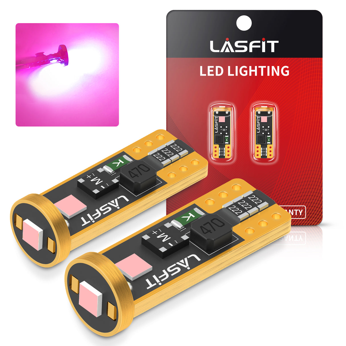 W5W 194 168 158 CANBUS Error Free LED Dome Map Trunk License Plate Lights | Pink Purple, 2 Bulbs