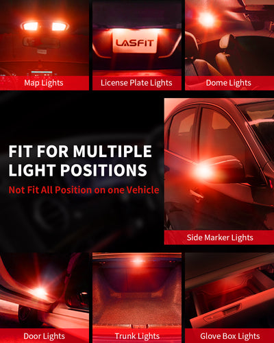 LASFIT Bombilla LED 194 168 T10 2825 W5W - Amarillo ámbar - Canbus libre de  errores, sin polaridad 400 lúmenes, extremadamente brillante para puertas
