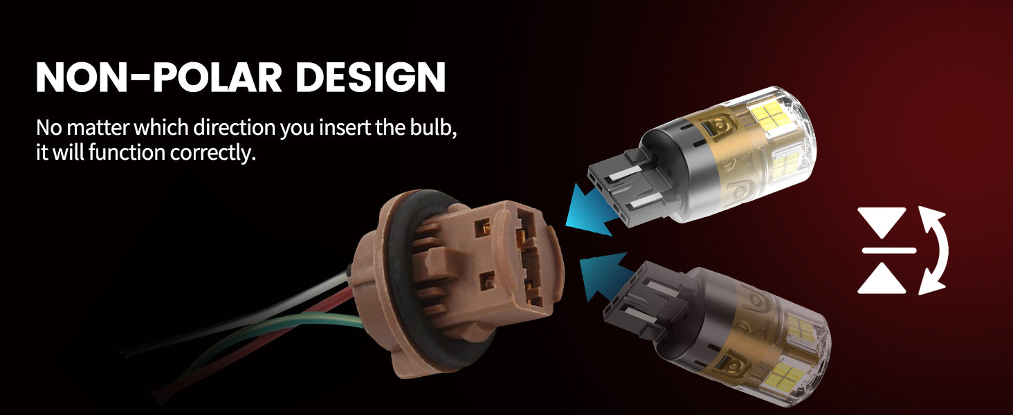 7443 led backup lights non-polarity design