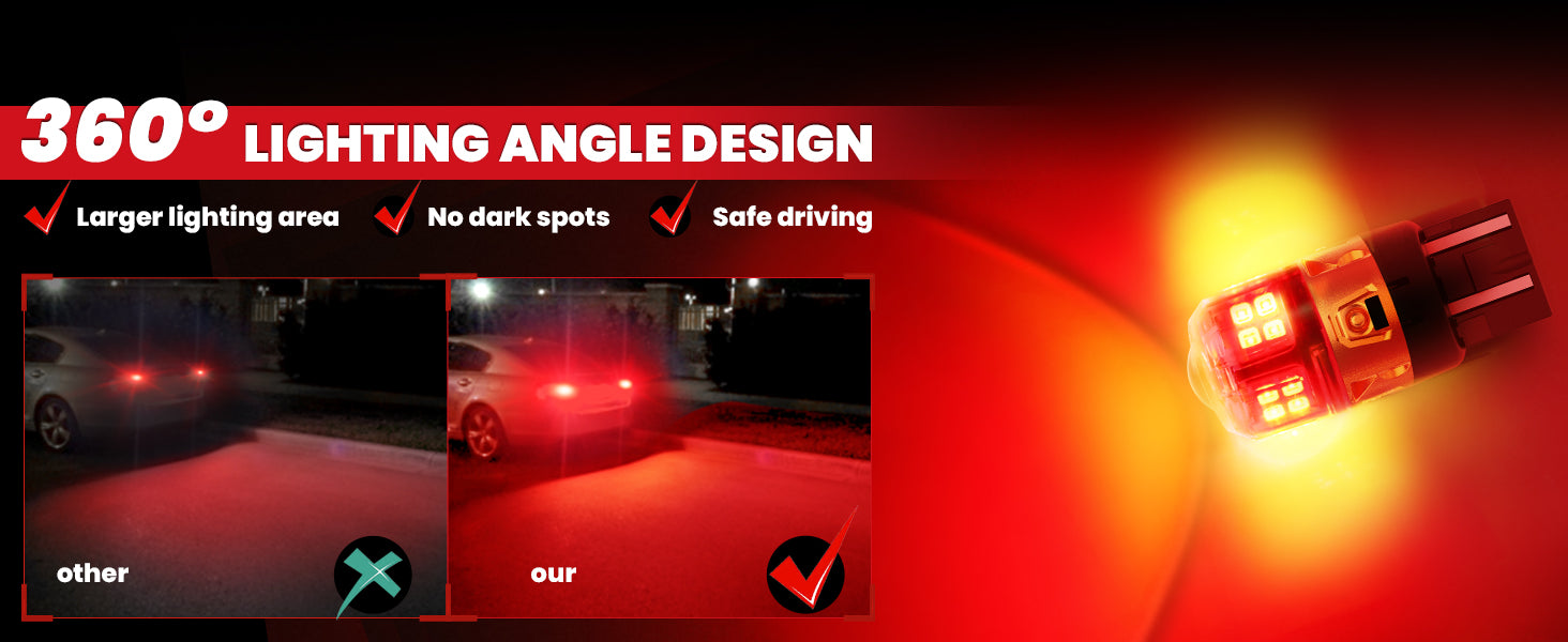 7443 led brake tail lights full angle illumination
