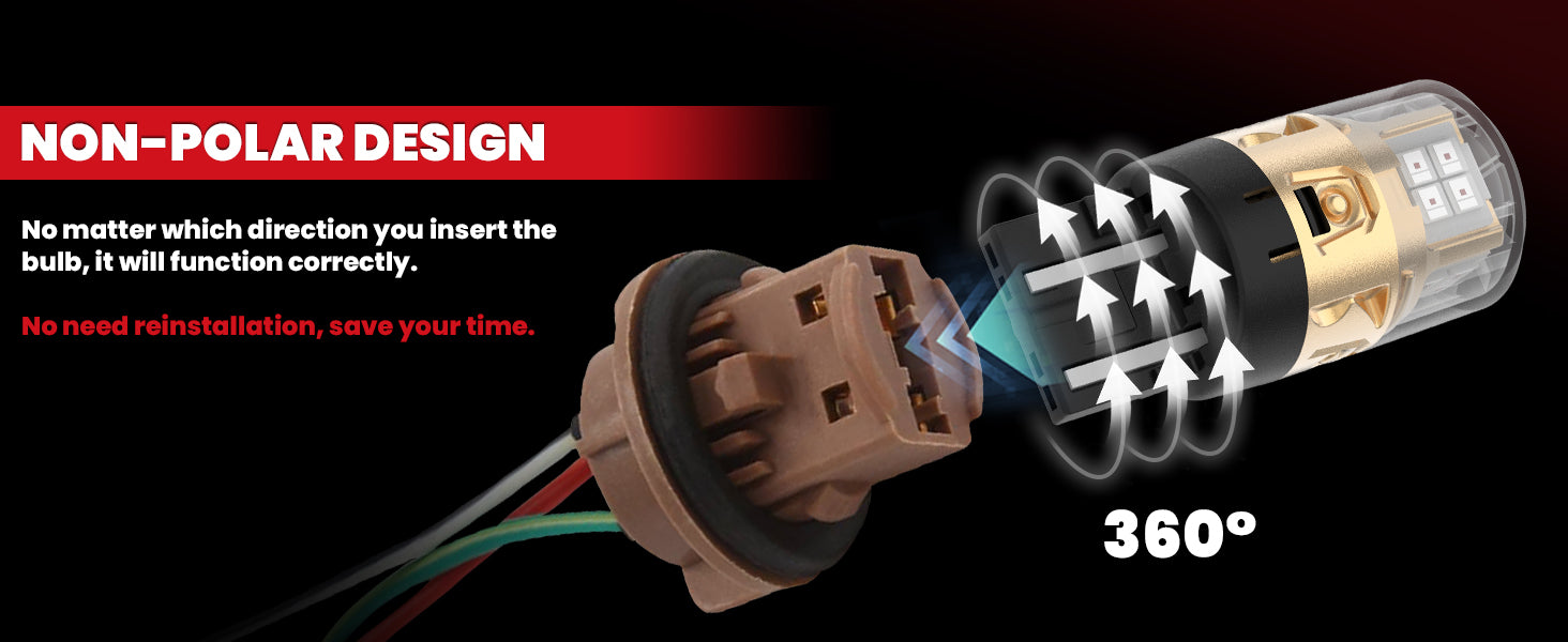 7443 led brake tail lights non-polarity design