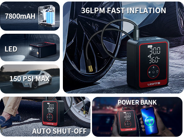 LASFIT AIR Portable Cordless Tire Inflator