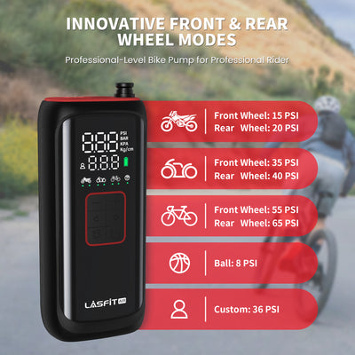 LASFIT Portable Cordless Air Pump for Bike Bicycle Motorcycle Ball