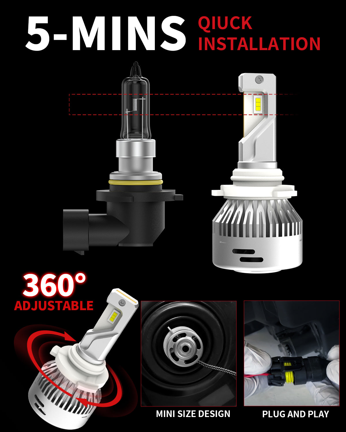 9005 HB3 LED bulbs DRL Mode｜LA Plus Series｜Lasfit Auto Lighting