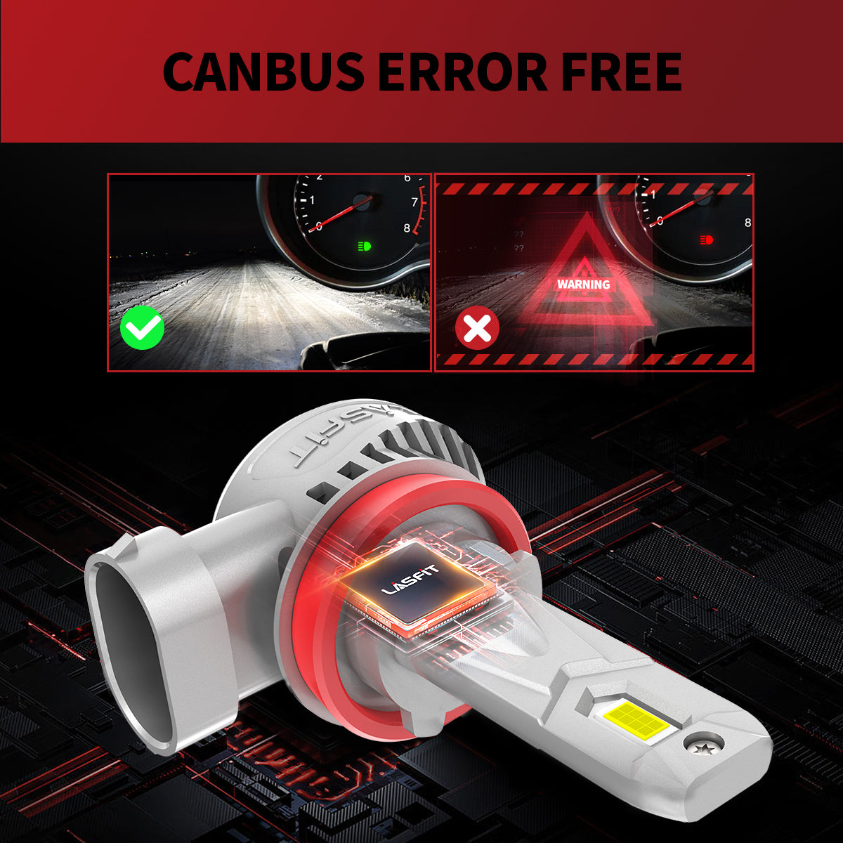 Lasfit LC Air Series H11 9005 led headlight bulbs Can-bus error free